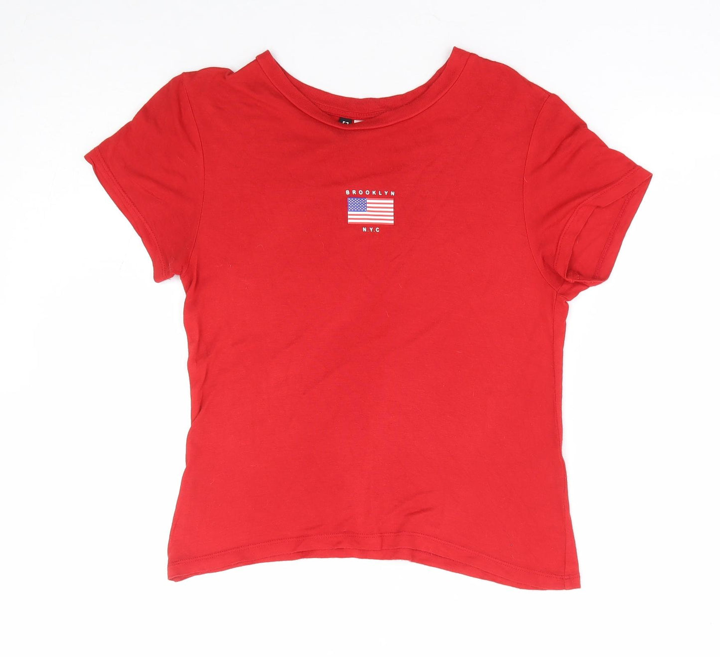 Divided by H&M Womens Red Polyester Cropped T-Shirt Size XS Round Neck - Brooklyn NYC