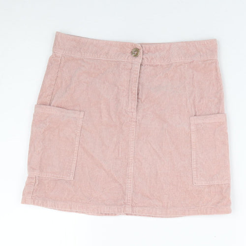 Dunnes Stores Girls Pink Cotton A-Line Skirt Size S Regular Zip