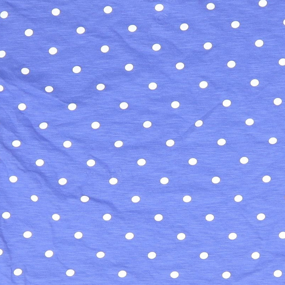 F&F Girls Blue Polka Dot Cotton Basic T-Shirt Size 6-7 Years Round Neck Pullover