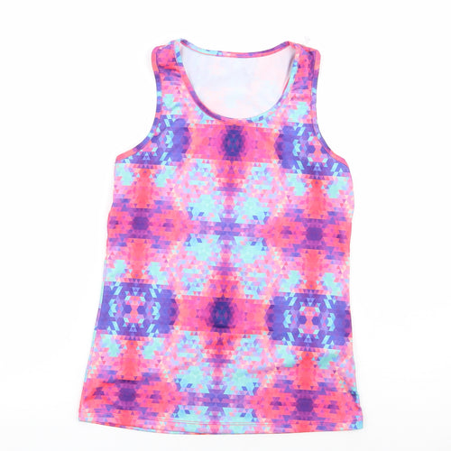 Dunnes Stores Girls Multicoloured Geometric Polyester Basic Tank Size S Scoop Neck Pullover