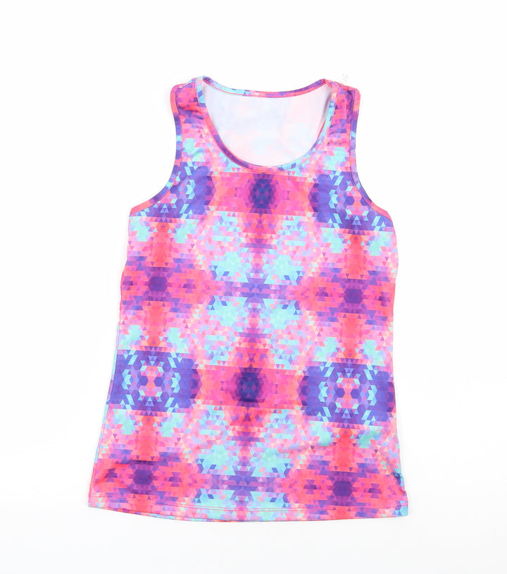 Dunnes Stores Girls Multicoloured Geometric Polyester Basic Tank Size S Scoop Neck Pullover