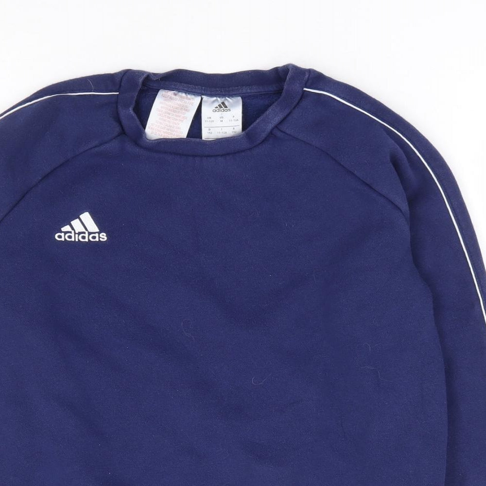 Addias Boys Blue Cotton Pullover Sweatshirt Size 11-12 Years Pullover