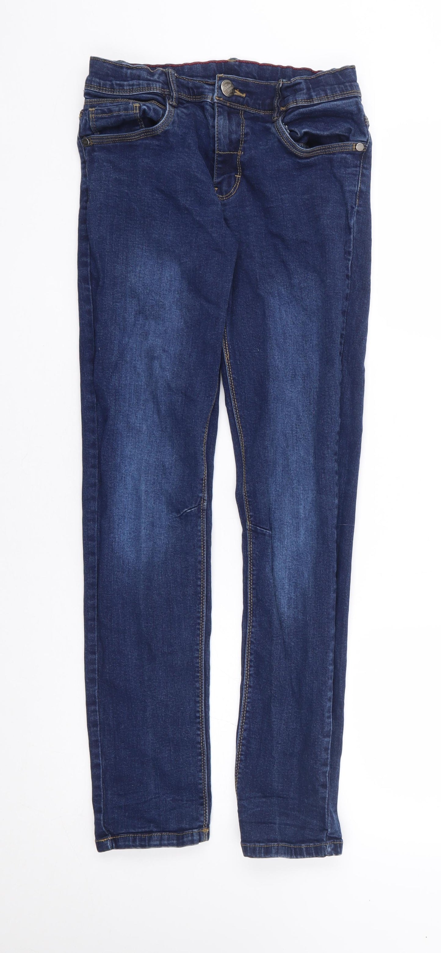Dunnes Stores Girls Blue Cotton Skinny Jeans Size S Regular Zip