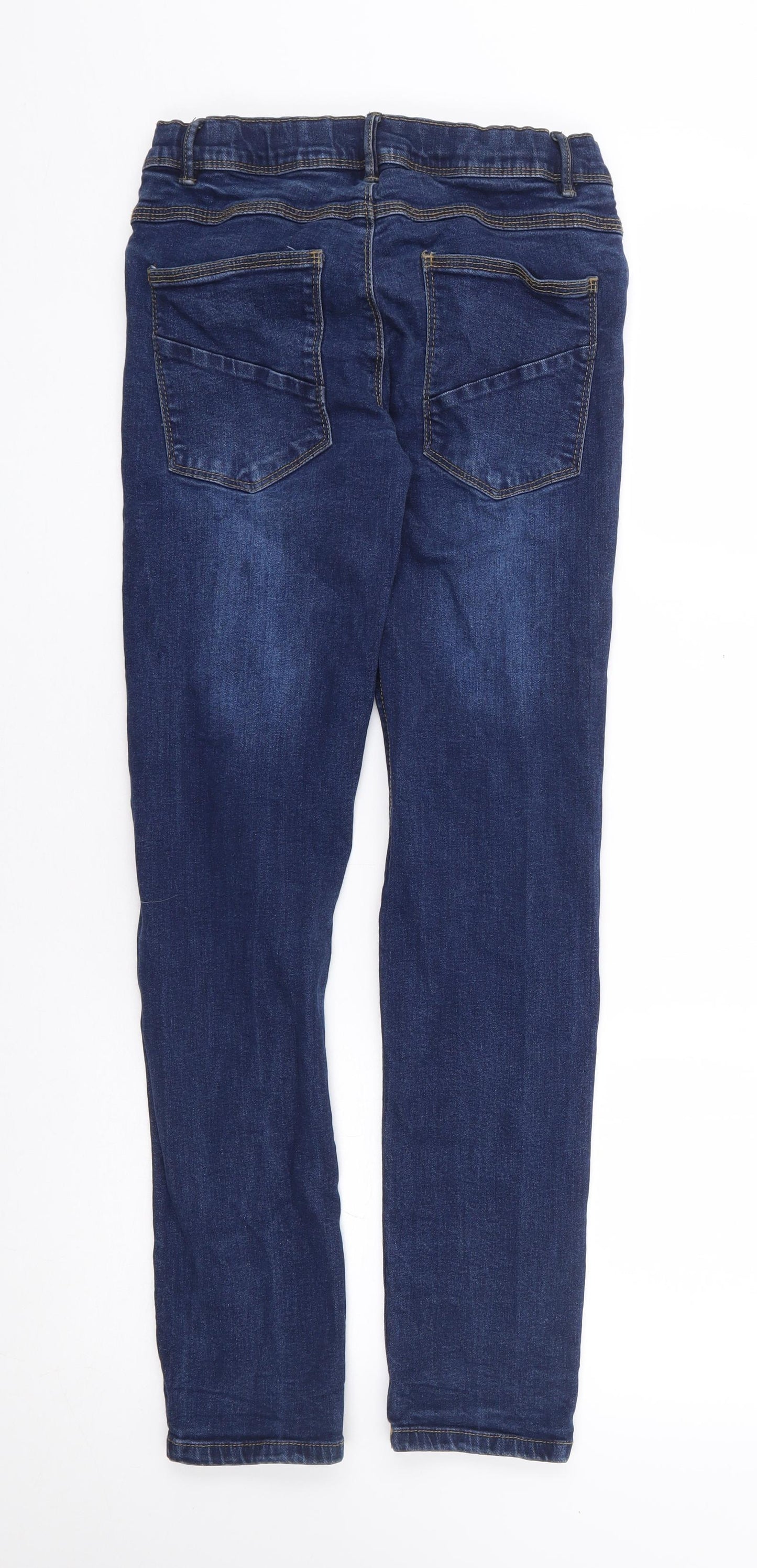Dunnes Stores Girls Blue Cotton Skinny Jeans Size S Regular Zip
