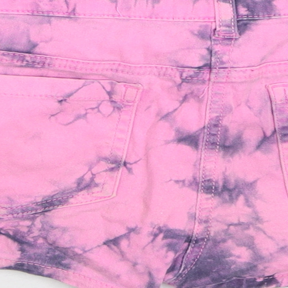 Denim & Co. Girls Pink Geometric Cotton Hot Pants Shorts Size 10-11 Years Regular Zip - Tie Dye