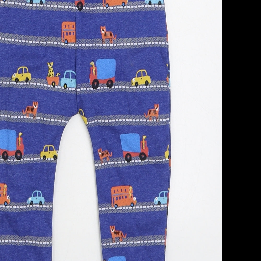 Dunnes Stores Boys Blue Geometric Cotton Jogger Trousers Size 18-24 Months Drawstring - vehicles
