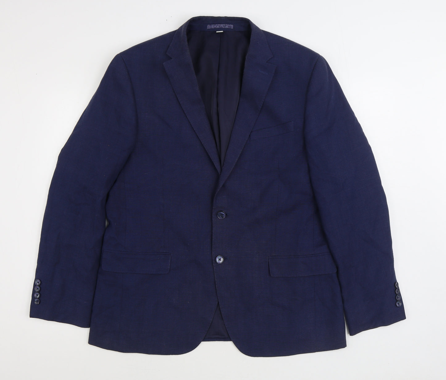 Marks and Spencer Mens Blue Linen Jacket Suit Jacket Size 42