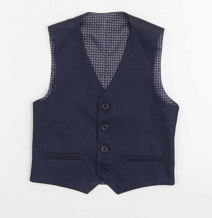 Preworn Boys Blue Jacket Waistcoat Size 5 Years Button