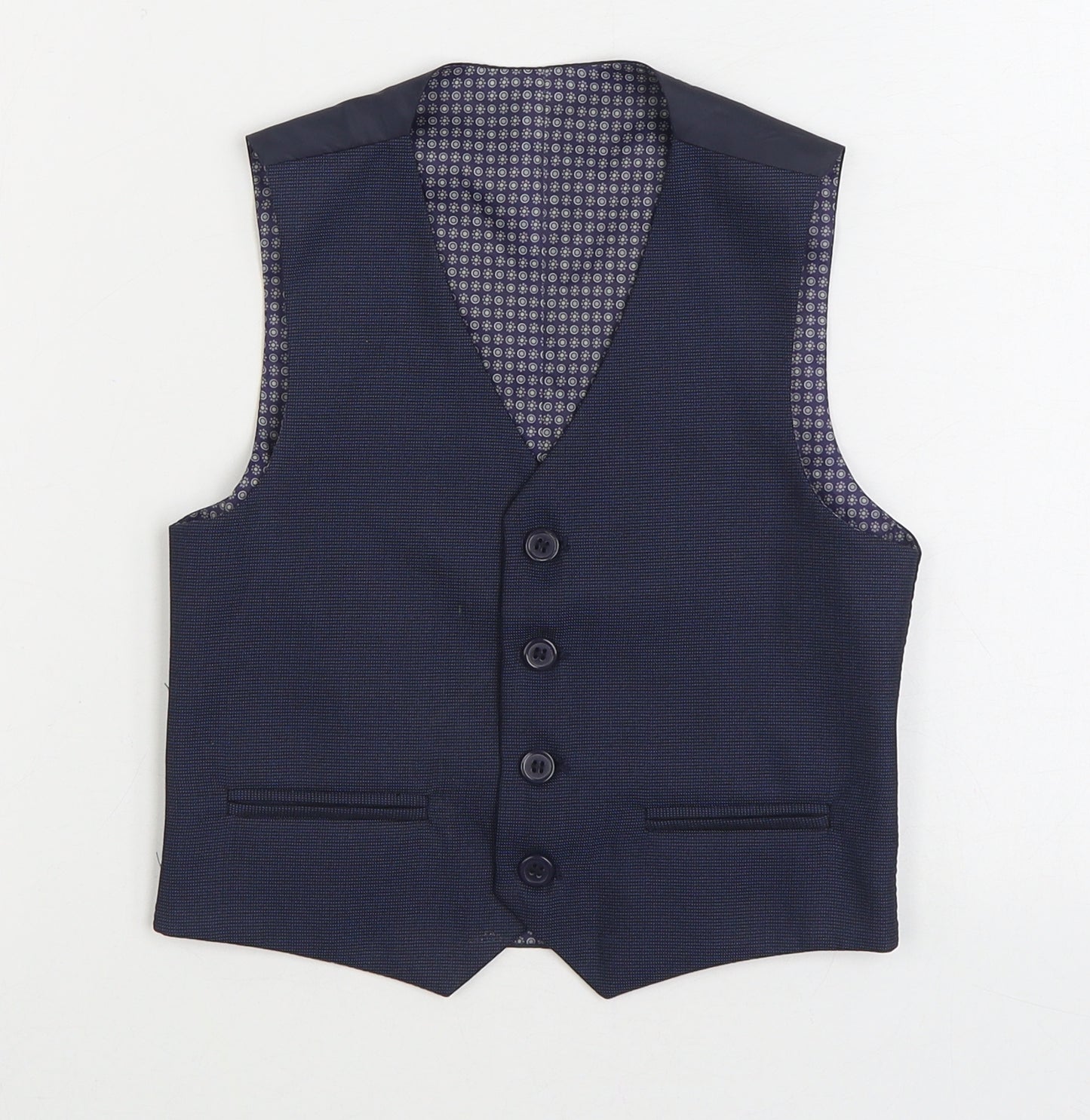 Preworn Boys Blue Jacket Waistcoat Size 5 Years Button