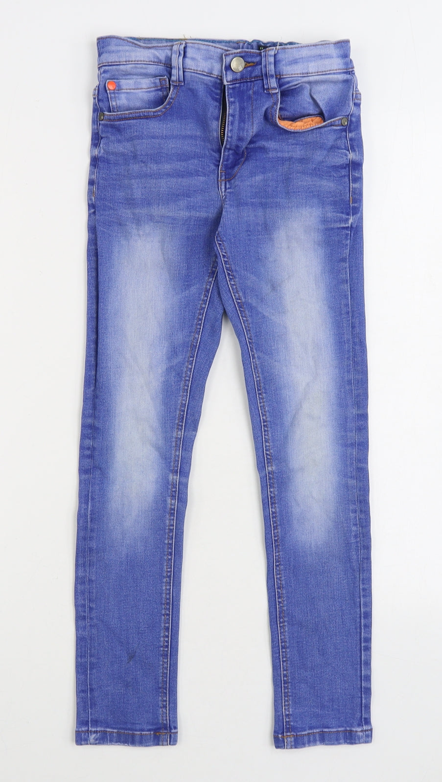 NEXT Boys Blue Cotton Skinny Jeans Size 9 Years Regular Zip