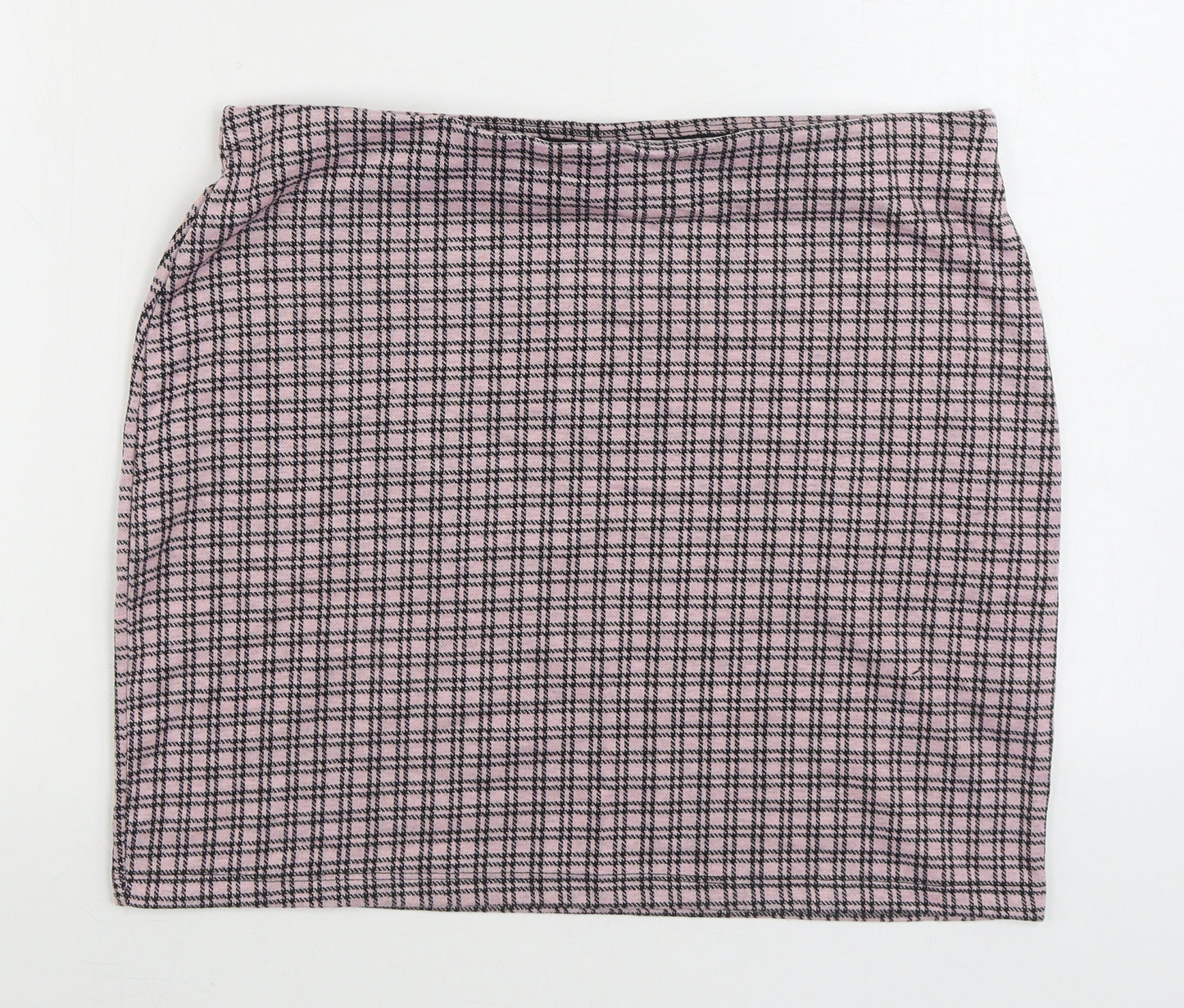 New Look Womens Pink Plaid Polyester Mini Skirt Size 16