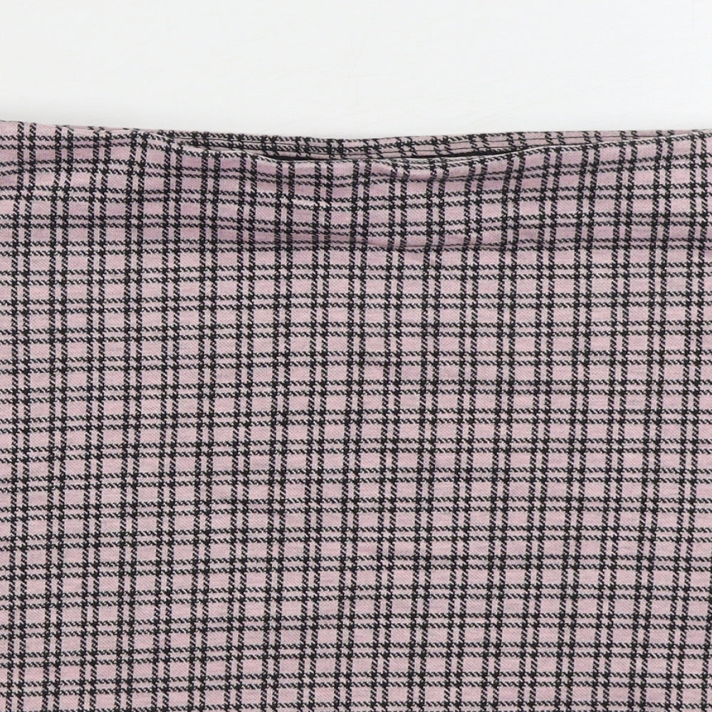 New Look Womens Pink Plaid Polyester Mini Skirt Size 16