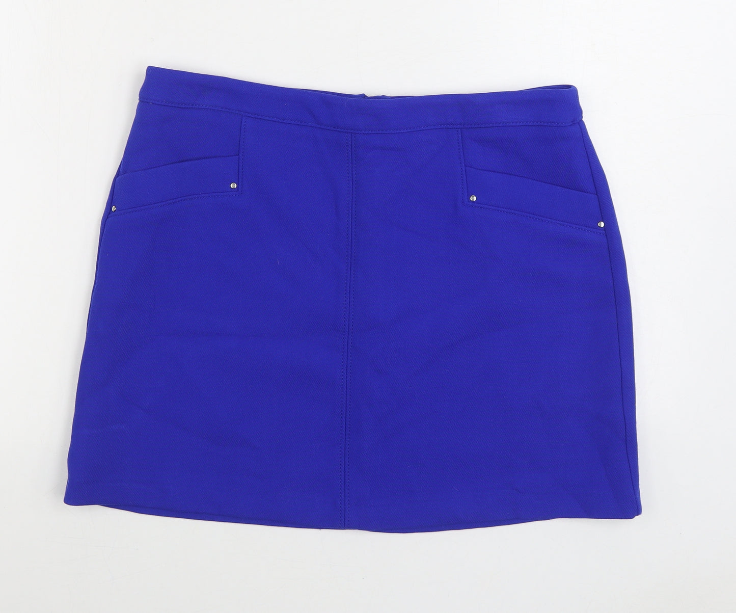 Dunnes Stores Womens Blue Polyester Straight & Pencil Skirt Size 14 Zip