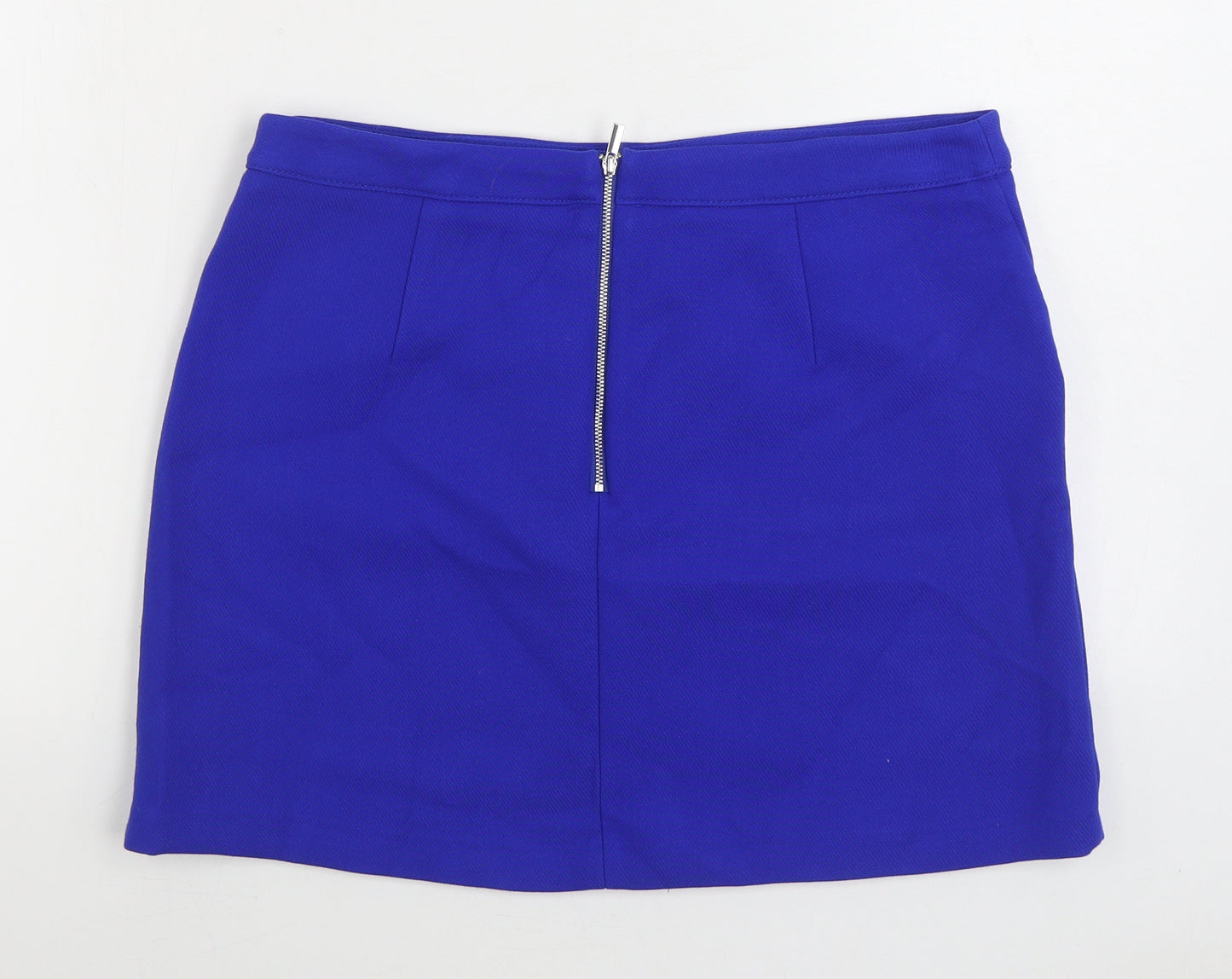 Dunnes Stores Womens Blue Polyester Straight & Pencil Skirt Size 14 Zip