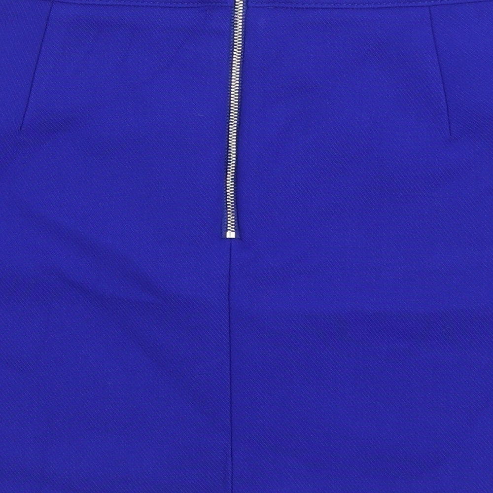 Dunnes Stores Womens Blue Polyester Straight & Pencil Skirt Size 14 Zip