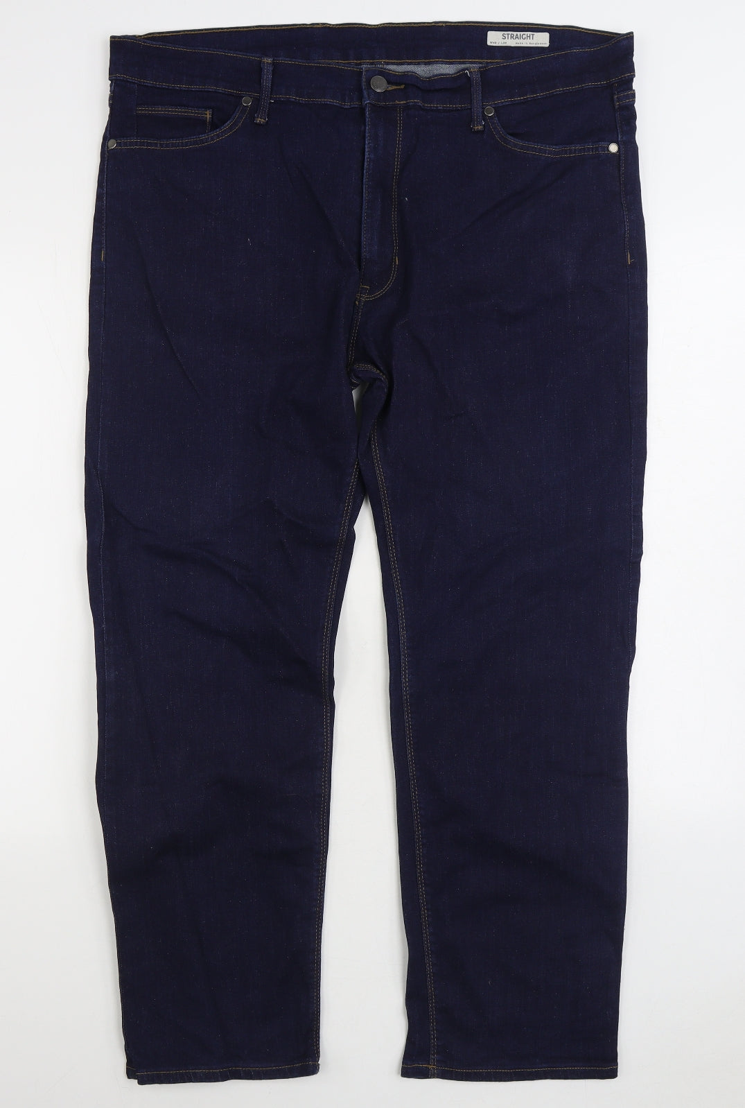 Marks and Spencer Mens Blue Cotton Straight Jeans Size 40 in L29 in Regular Zip