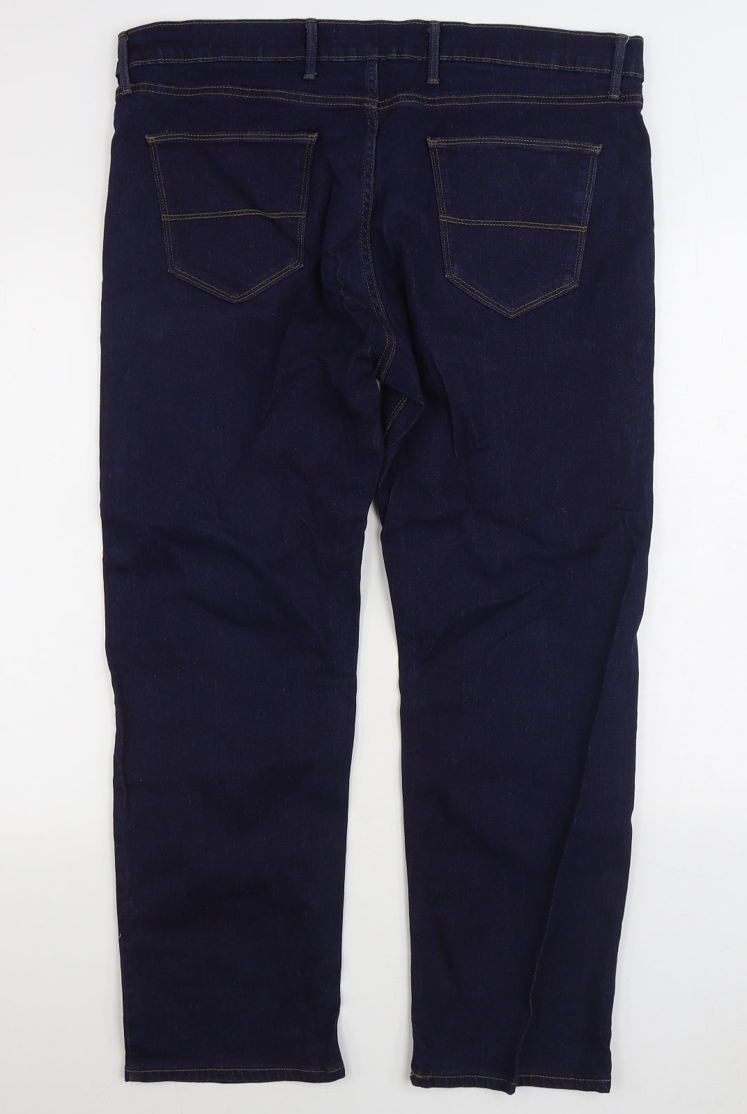 Marks and Spencer Mens Blue Cotton Straight Jeans Size 40 in L29 in Regular Zip