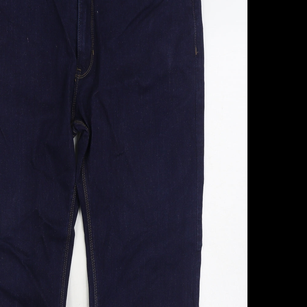 Marks and Spencer Mens Blue Cotton Straight Jeans Size 40 in L29 in Regular Zip
