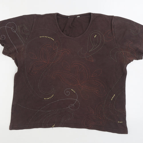 Preworn Womens Brown 100% Cotton Basic T-Shirt Size M Scoop Neck