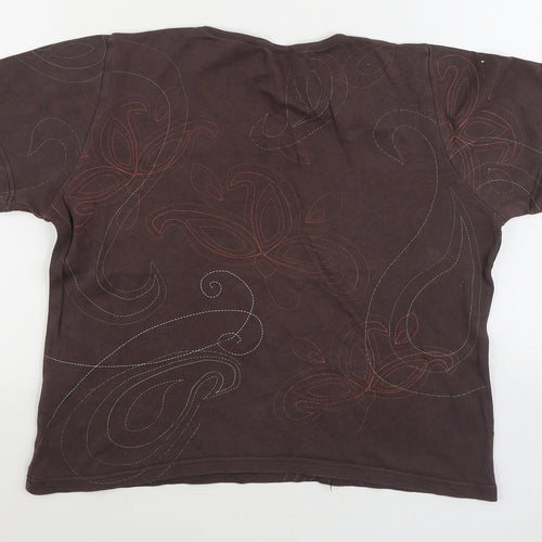 Preworn Womens Brown 100% Cotton Basic T-Shirt Size M Scoop Neck