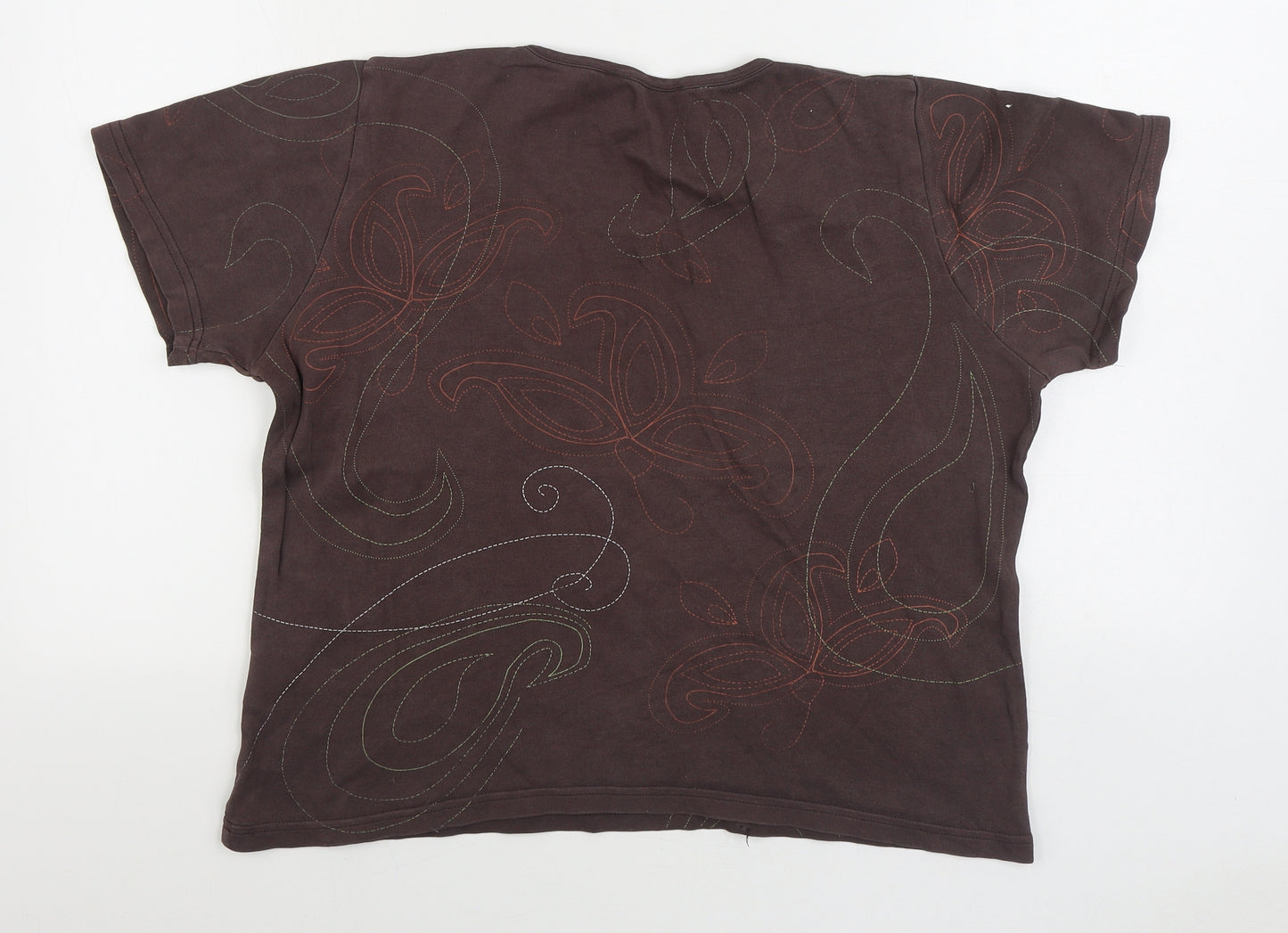 Preworn Womens Brown 100% Cotton Basic T-Shirt Size M Scoop Neck