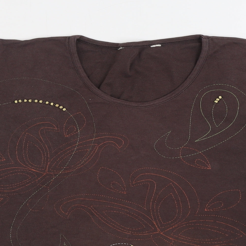 Preworn Womens Brown 100% Cotton Basic T-Shirt Size M Scoop Neck