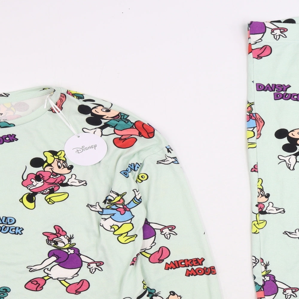 Primark Womens Multicoloured Geometric Polyester Top Pyjama Set Size 12 - Mickey & Friends