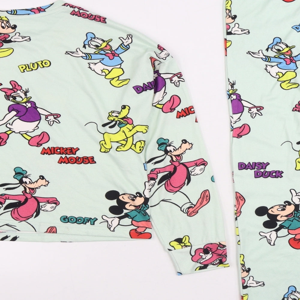 Primark Womens Multicoloured Geometric Polyester Top Pyjama Set Size 12 - Mickey & Friends