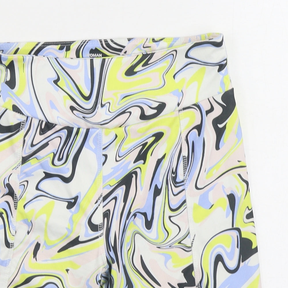 Lefties Womens Multicoloured Tie Dye Polyester Cropped Leggings Size M - Swirls