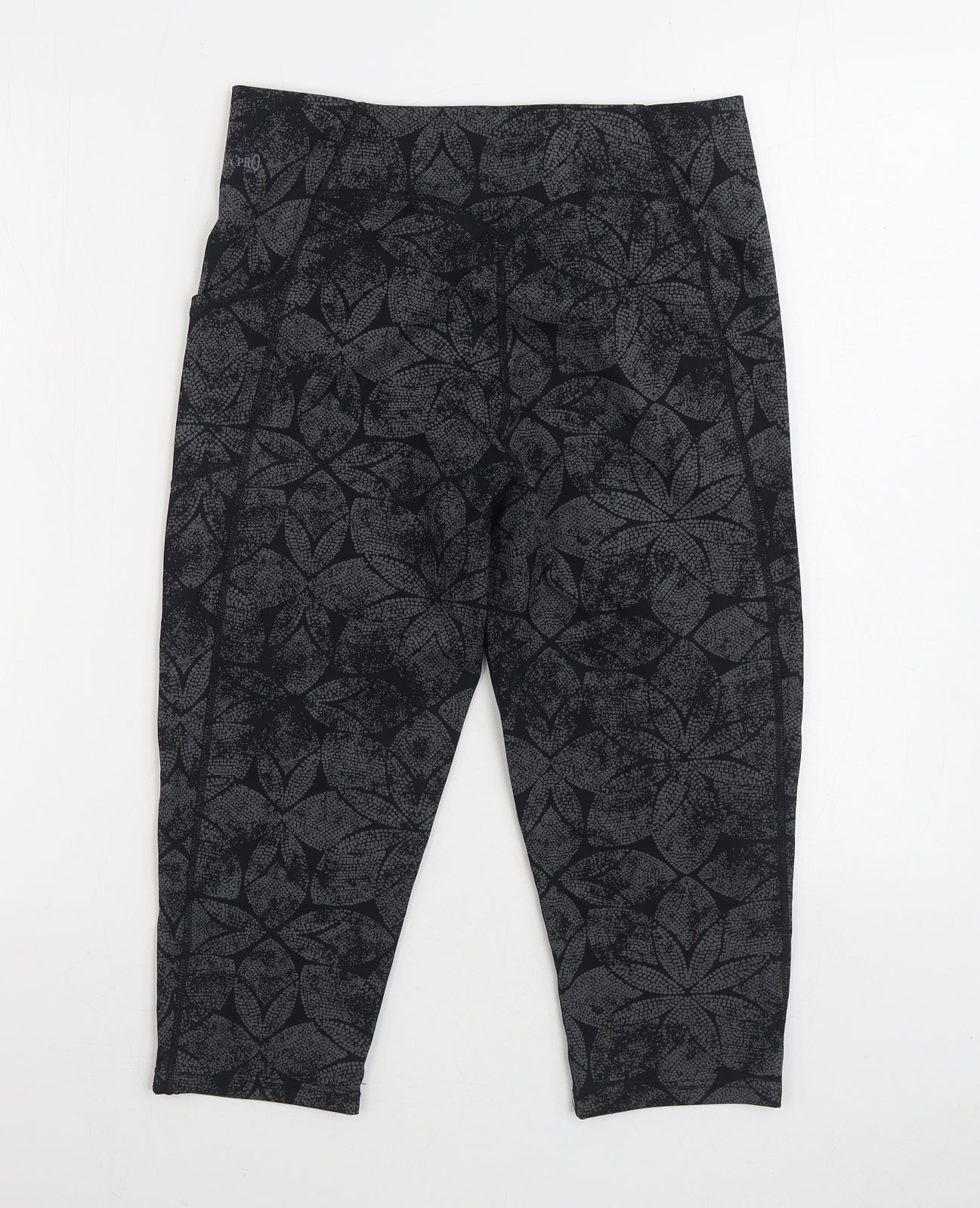USA Pro Womens Grey Floral Nylon Cropped Leggings Size 16