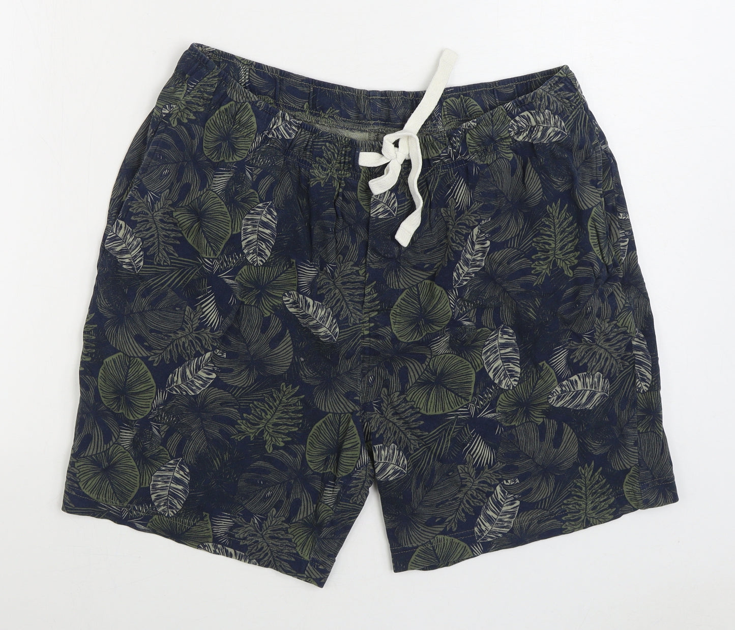 Marks and Spencer Mens Multicoloured Floral Cotton Sweat Shorts Size XL Regular Drawstring