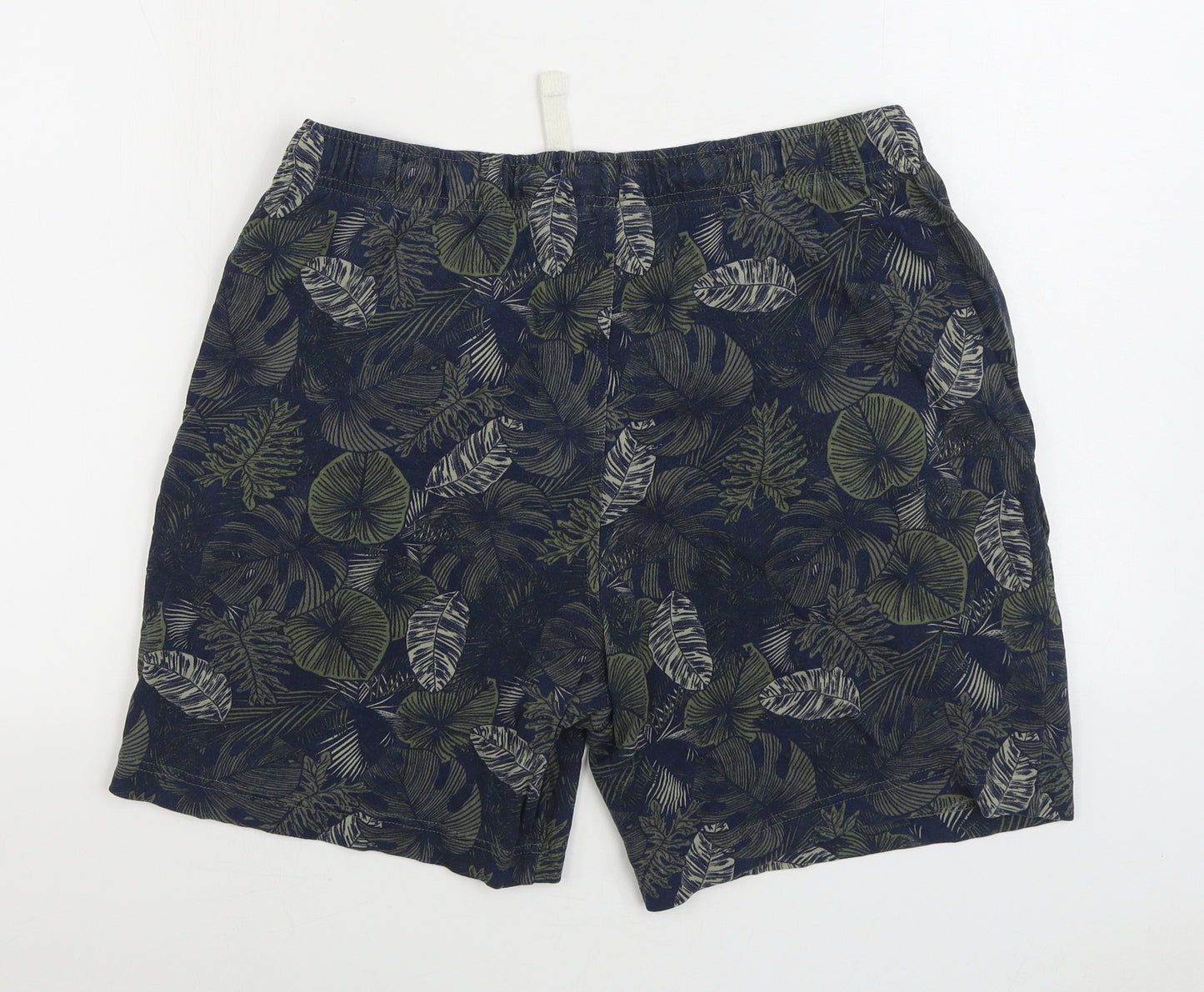 Marks and Spencer Mens Multicoloured Floral Cotton Sweat Shorts Size XL Regular Drawstring