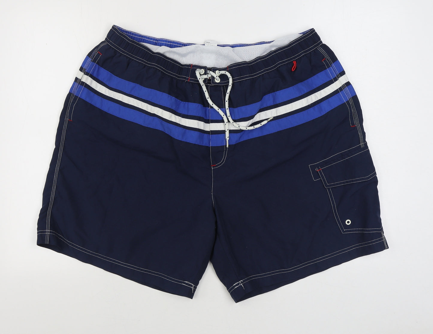 F&F Mens Blue Polyester Sweat Shorts Size 2XL L8 in Regular Drawstring - Swim trunks