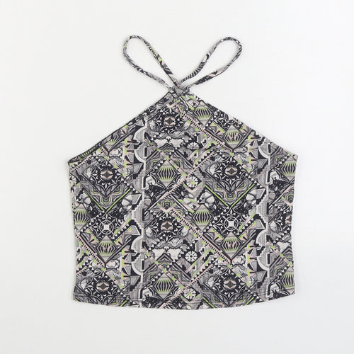 Miss Selfridge Womens Multicoloured Geometric Cotton Camisole Tank Size 10 Halter