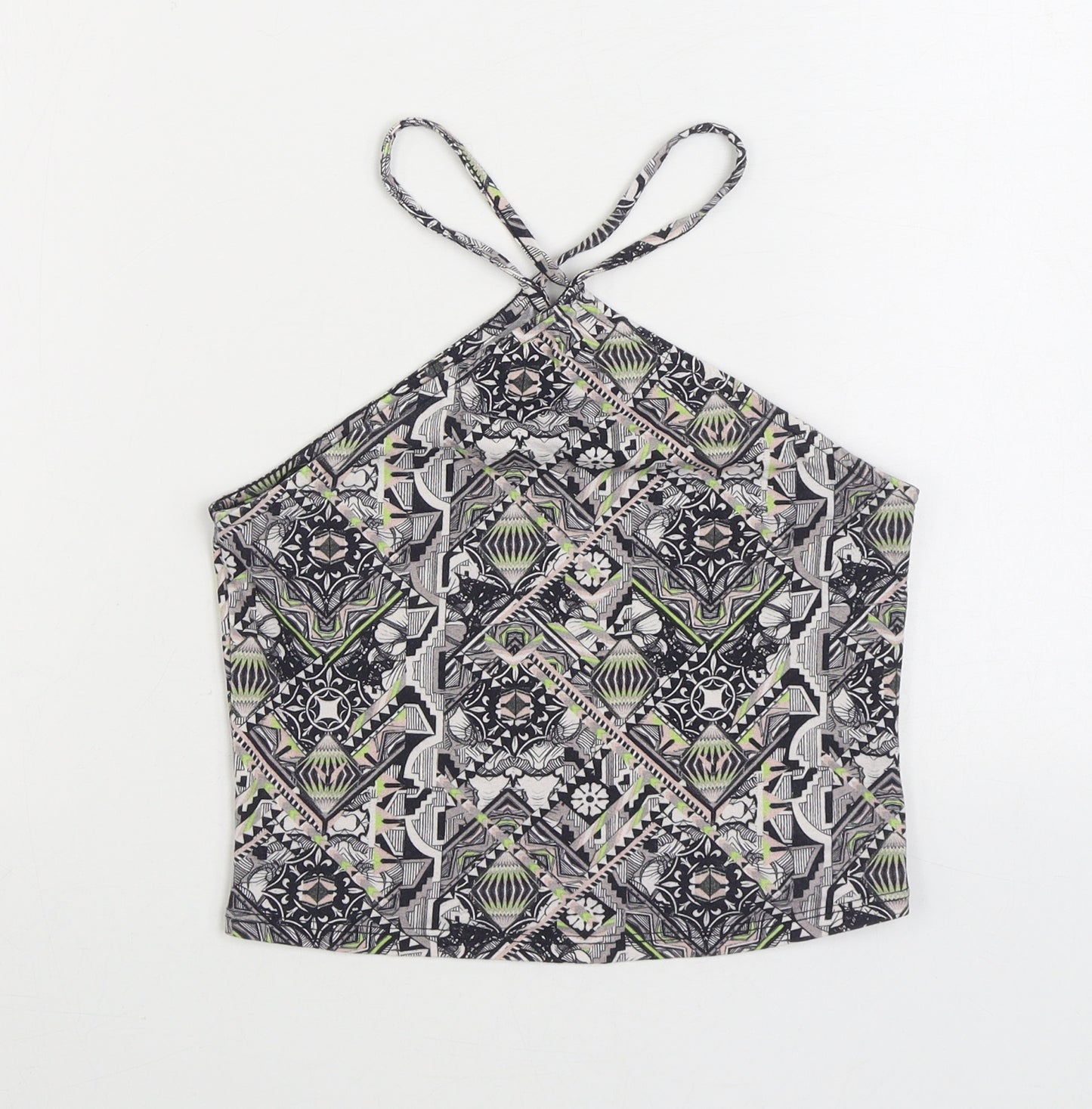 Miss Selfridge Womens Multicoloured Geometric Cotton Camisole Tank Size 10 Halter