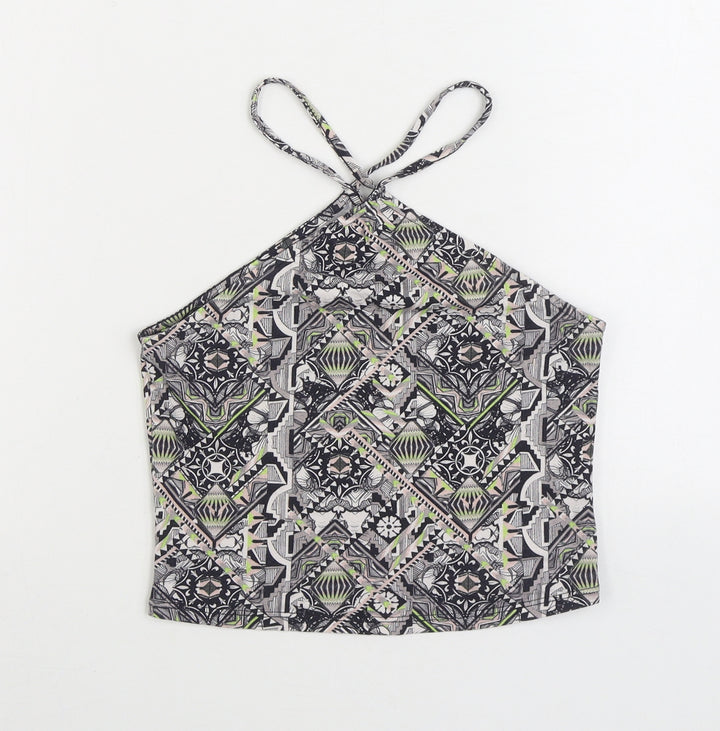 Miss Selfridge Womens Multicoloured Geometric Cotton Camisole Tank Size 10 Halter