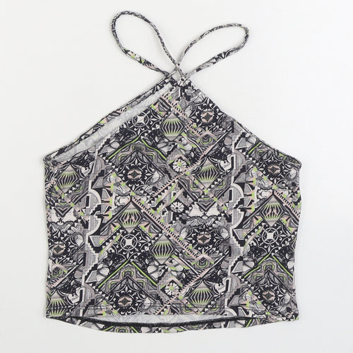 Miss Selfridge Womens Multicoloured Geometric Cotton Camisole Tank Size 10 Halter