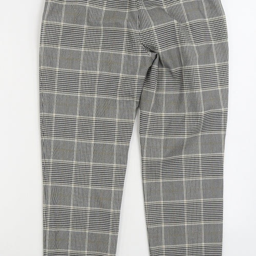 H&M Womens Grey Plaid Polyester Trousers Size 8 L26 in Regular Zip