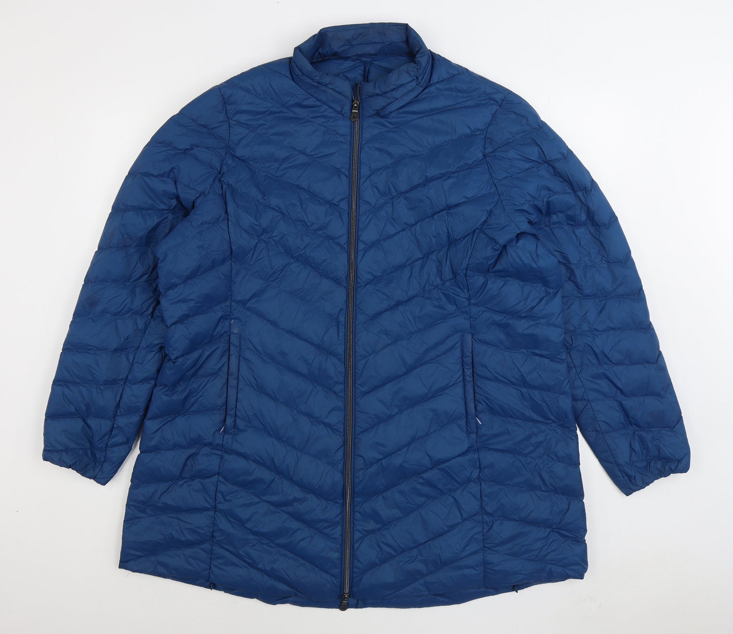 Marks and Spencer Womens Blue Quilted Coat Size 22 Zip