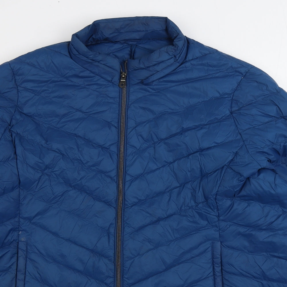 Marks and Spencer Womens Blue Quilted Coat Size 22 Zip