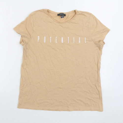 Primark Womens Orange 100% Cotton Basic T-Shirt Size 10 Round Neck - Potential