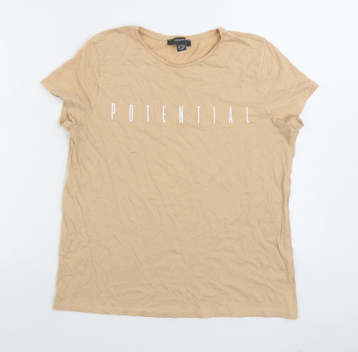 Primark Womens Orange 100% Cotton Basic T-Shirt Size 10 Round Neck - Potential