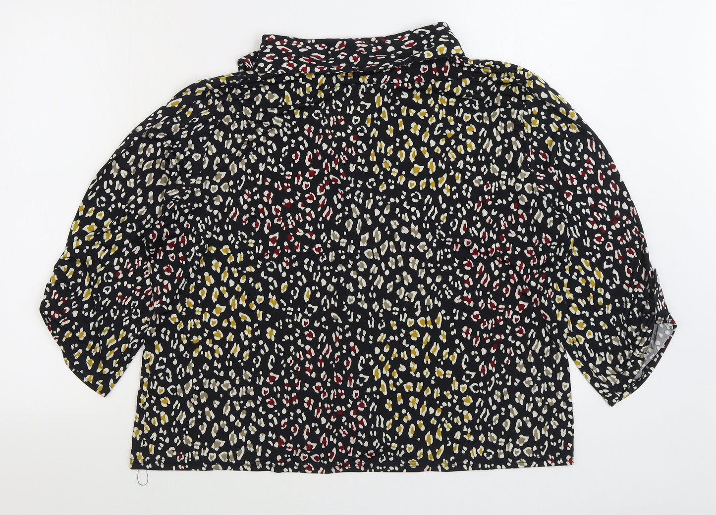 Anna Rose Womens Multicoloured Animal Print Polyester Basic Button-Up Size 2XL V-Neck - Leopard Print