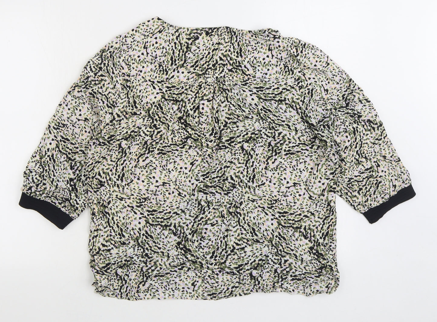 Garcia Womens Multicoloured Geometric Viscose Basic Blouse Size 2XL V-Neck