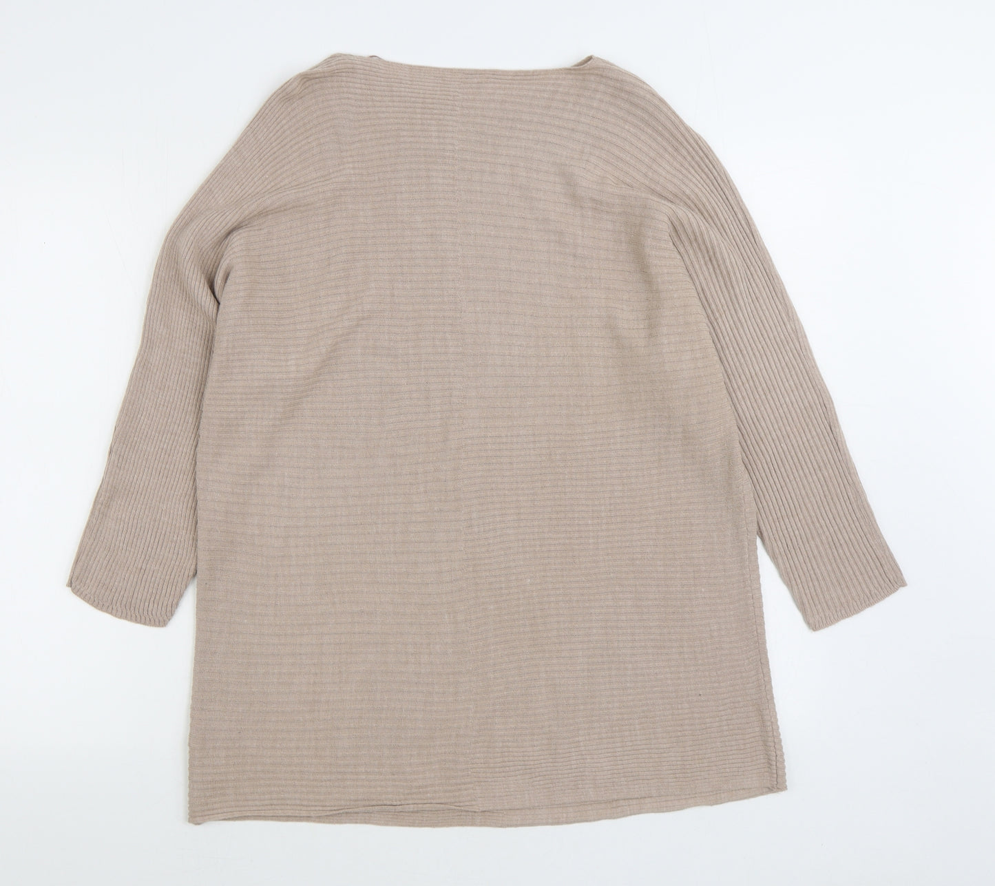 Gallery Womens Beige Boat Neck Acrylic Pullover Jumper Size L