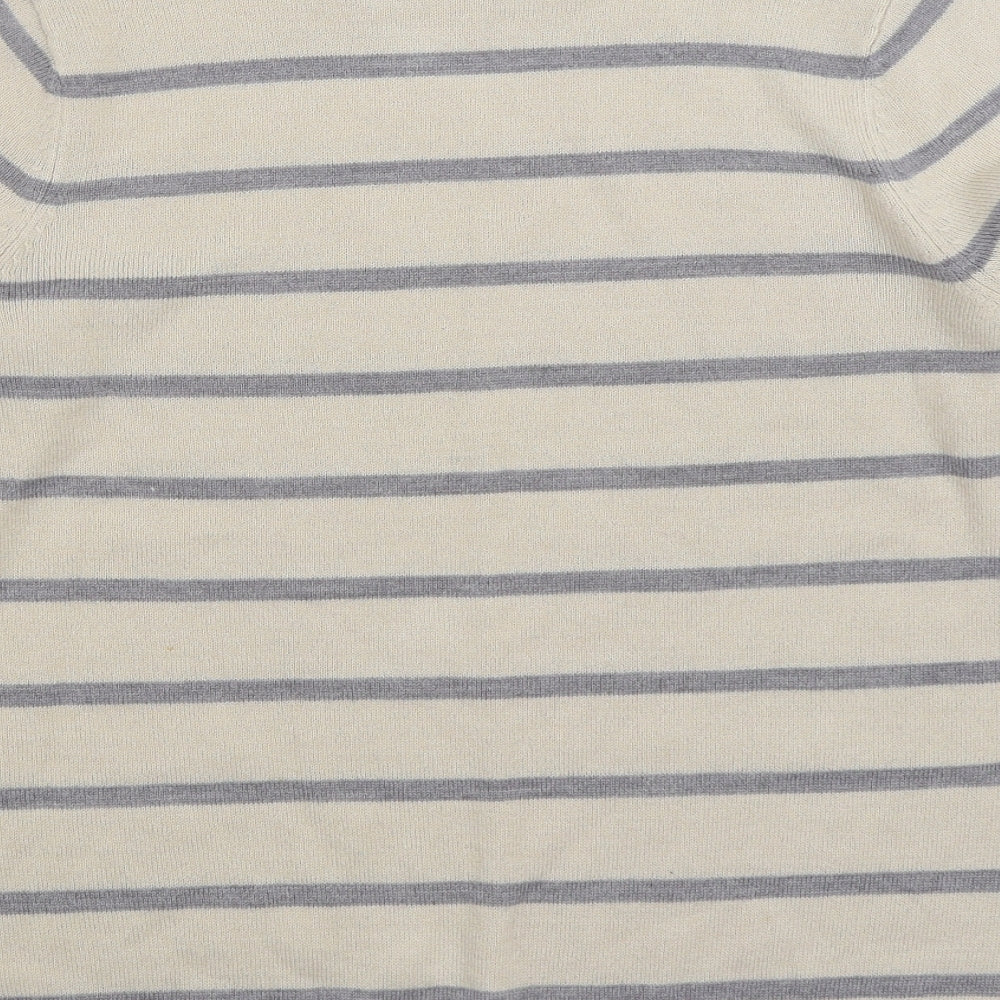 Matalan Womens Beige Mock Neck Striped Acrylic Pullover Jumper Size 14