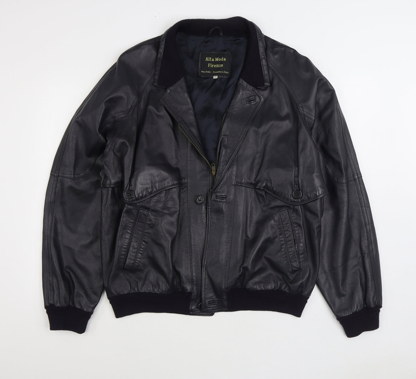 Alta Moda Firenza Mens Black Bomber Jacket Jacket Size L Zip