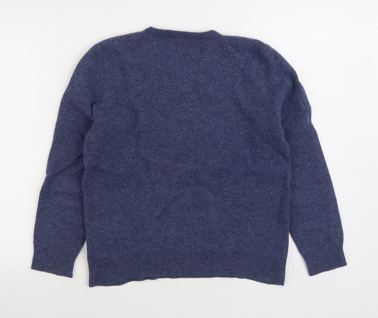 Polo by Ralph Lauren Mens Blue V-Neck Wool Pullover Jumper Size M