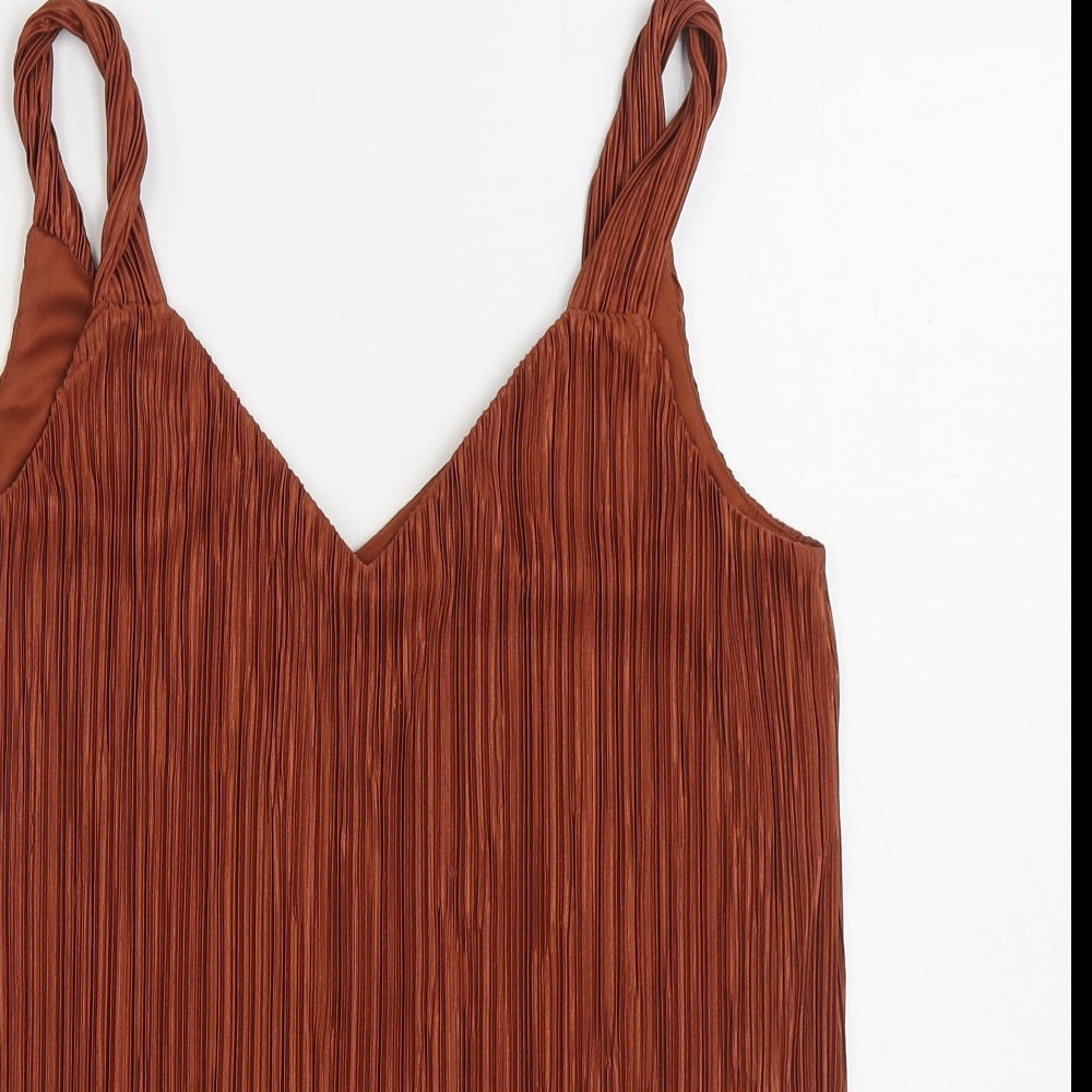Warehouse Womens Brown Polyester Camisole Blouse Size 12 V-Neck
