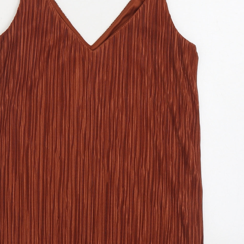 Warehouse Womens Brown Polyester Camisole Blouse Size 12 V-Neck